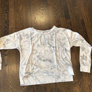 Pj Salvage Gray marble crewneck with three silver stars on left arm